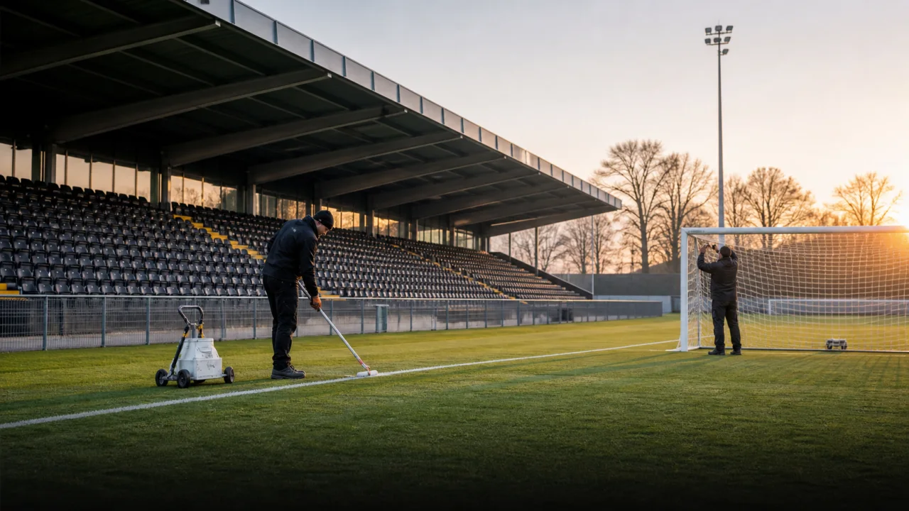 Inside Westmoor Arena: preparing the pitch